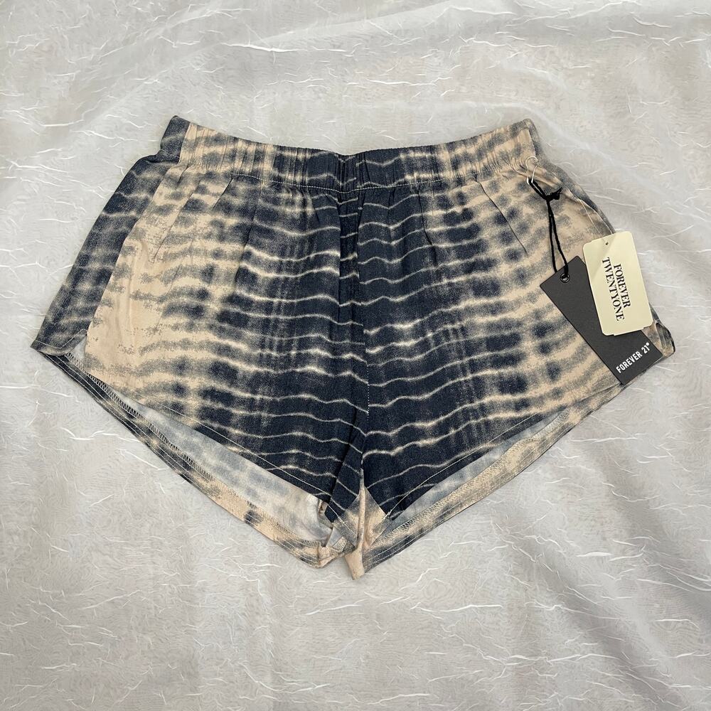 Taupe Charcoal Stripe Dye Dolphin Shorts Stretchy Comfy Soft Forever 21 NWT XS - Picture 14 of 16
